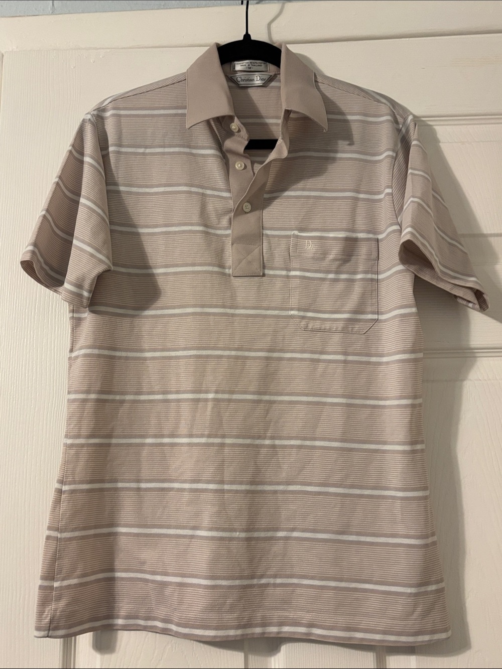 Dior Beige and White Striped Polo - Men's